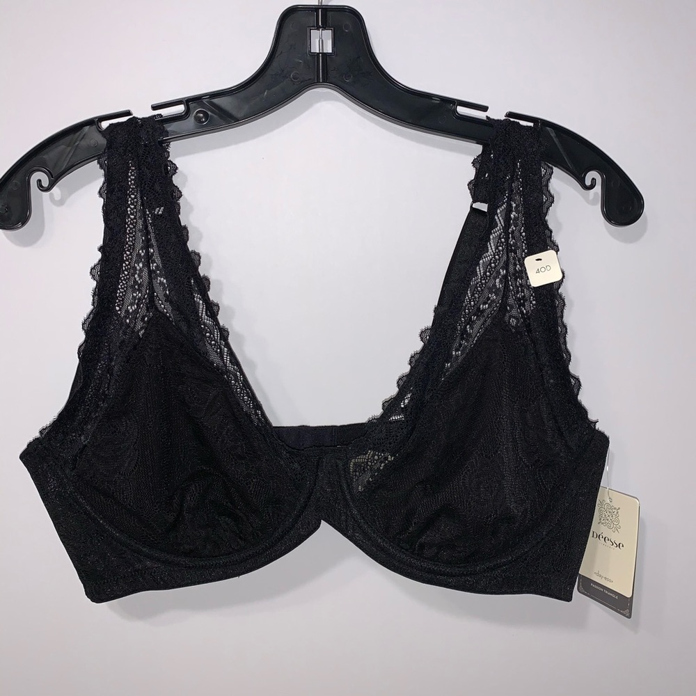 NWOT Deesse 40D Black Lace Bra